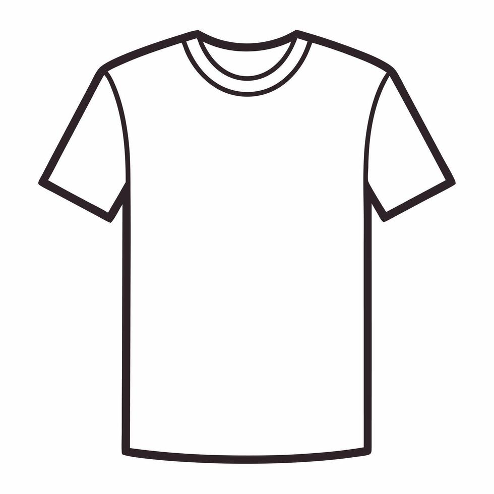 Minimalistic T Shirt Outline Icon Simple, Black and White Line Drawing vector