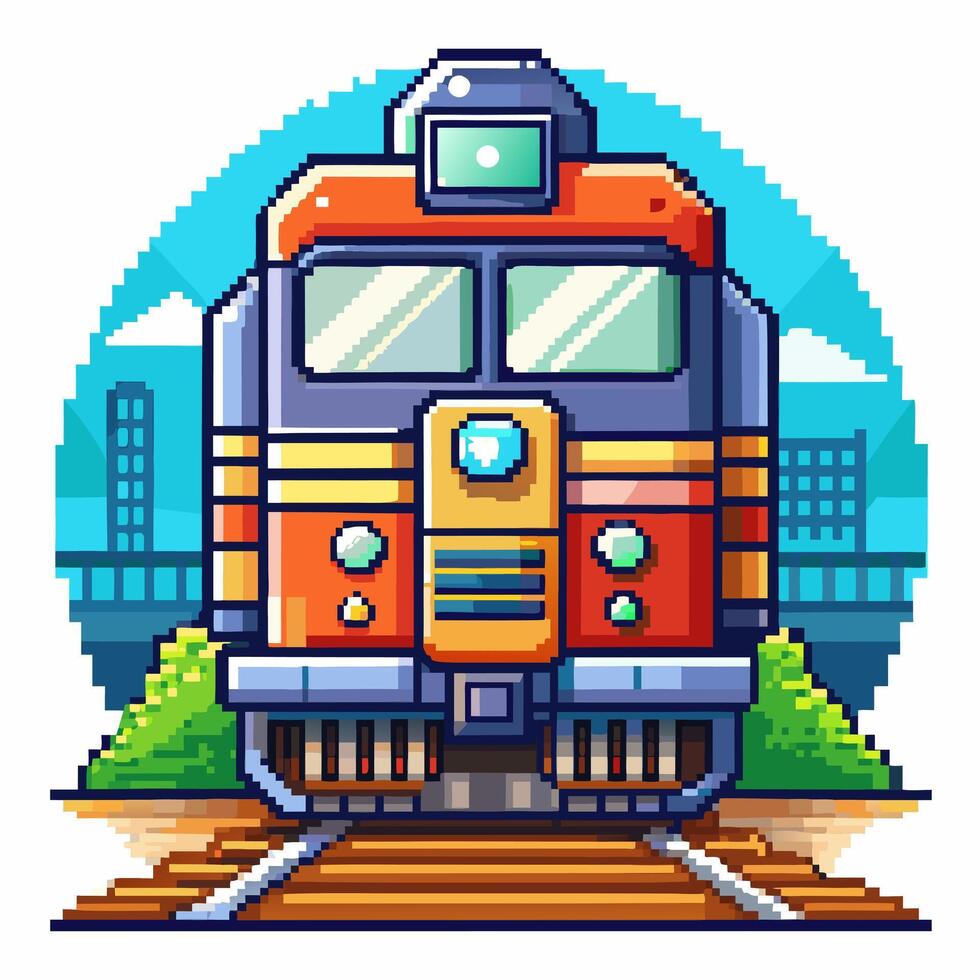 Retro Pixel Art Train Illustration Nostalgic Game Style Transport vector
