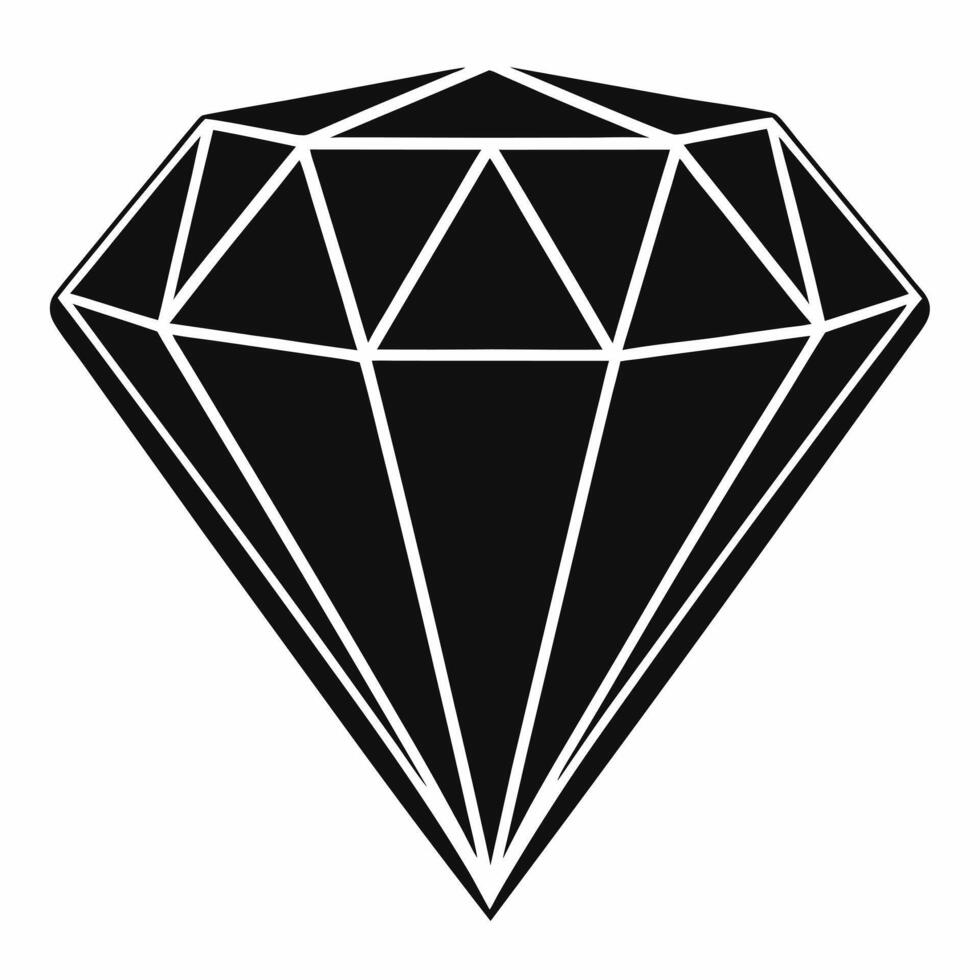 Minimalistic Black and White Diamond Icon in Geometric Style for Luxury and Jewelry Designs vector