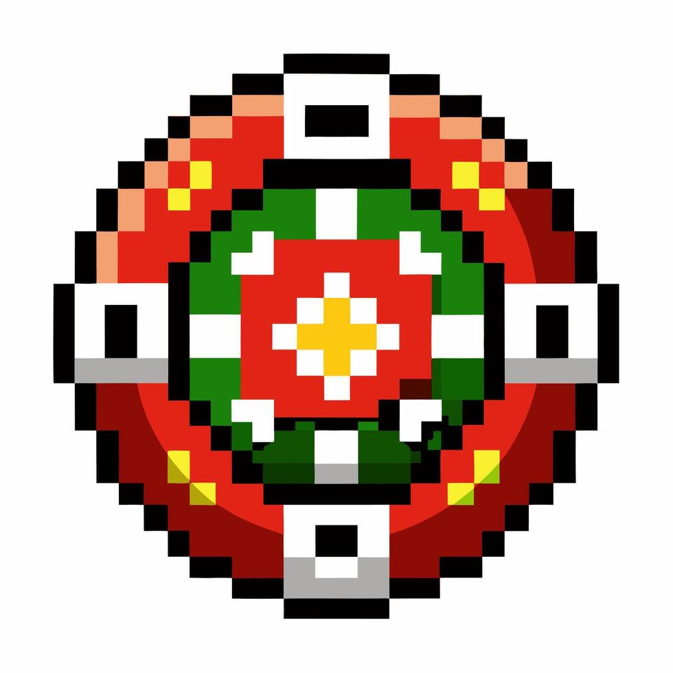 Pixel Art Decorative Mandala Icon with Bright Geometric Patterns vector