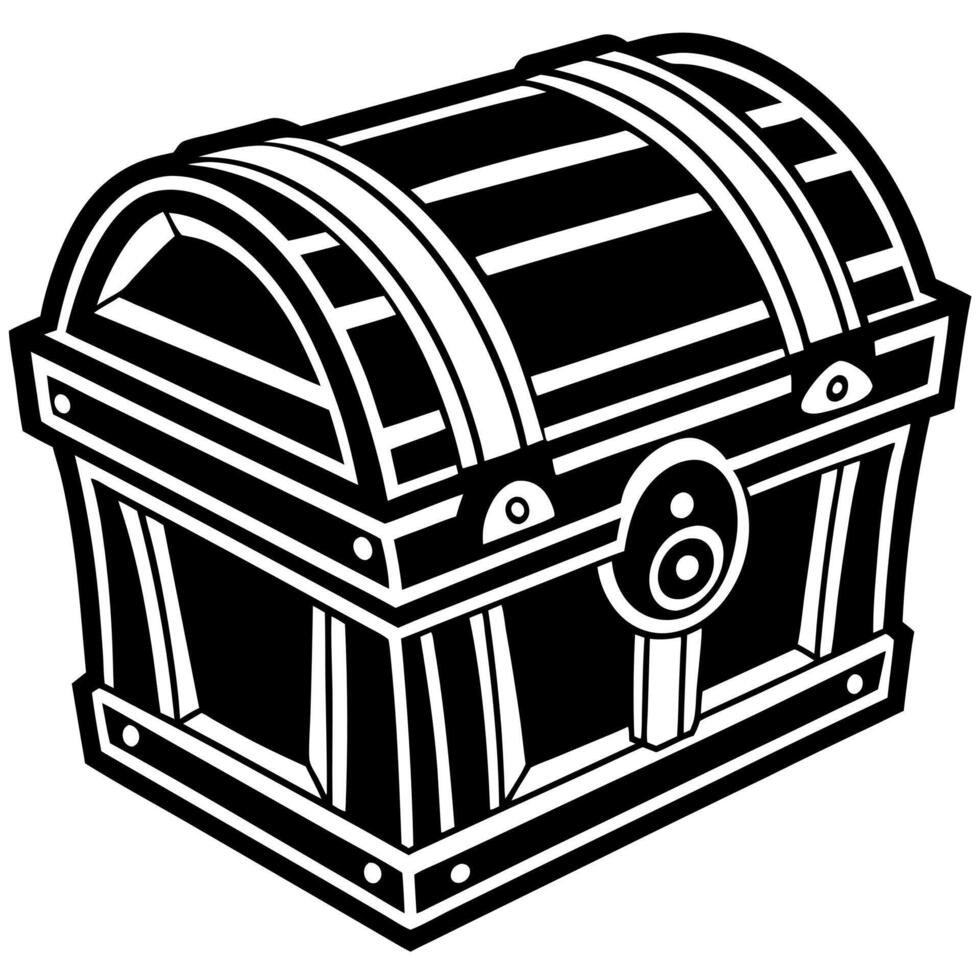 Vintage Treasure Chest Line Art Illustration for Nautical and Adventure Themes vector