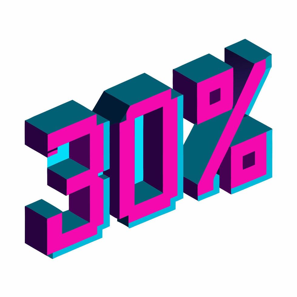 Vibrant Style 30 Percent Discount Graphic for Eye Catching Promotions vector