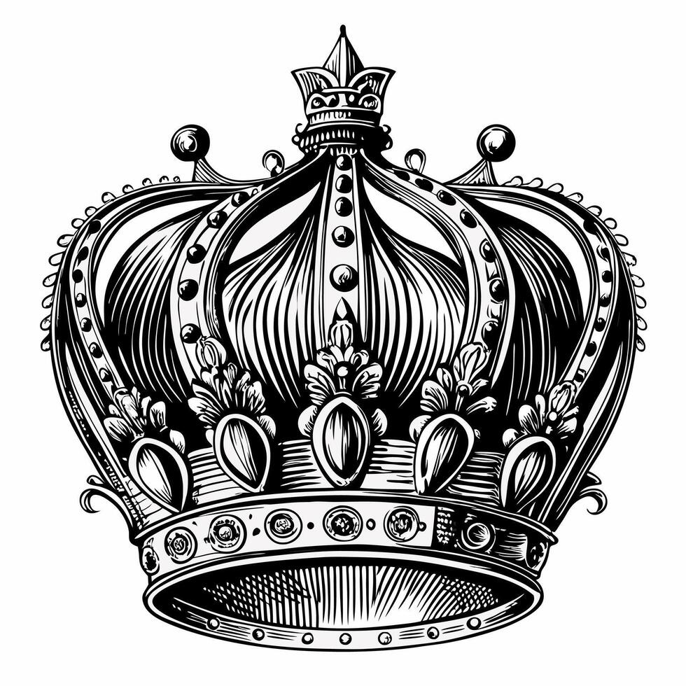Ornate Vintage Crown Illustration Intricate Royalty Symbol with Detailed Engravings vector