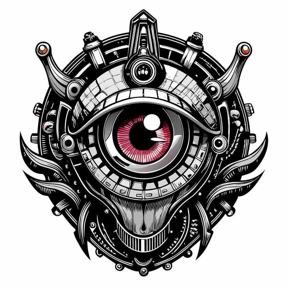 Futuristic Robotic Eye with Intricate Mechanical Details vector