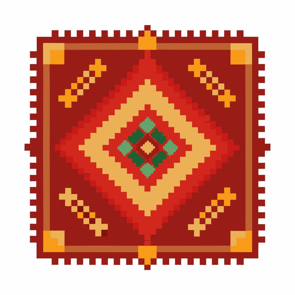 Traditional Pixel Art Geometric Pattern Ethnic Ornament Design vector