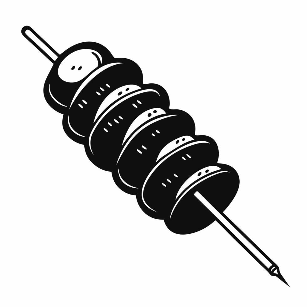 Minimalist Black and White Skewer Illustration of Grilled Vegetables vector