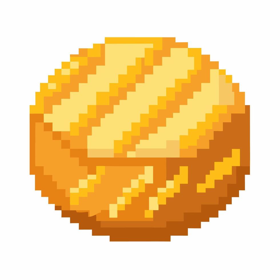 Pixel Art Cheese Illustration Bright, Retro, Digital, Yellow Graphic Design vector
