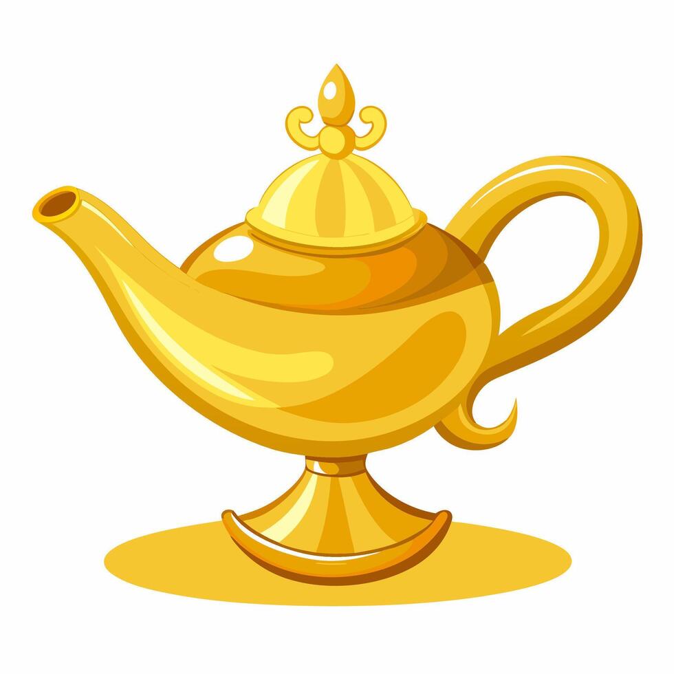 Golden Magic Lamp Illustration Fantasy, Wishes, and Imagination in Vibrant Detail vector