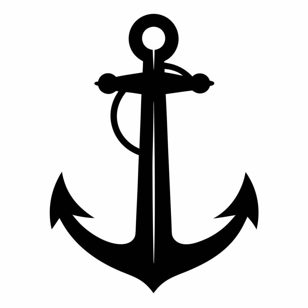 Black Anchor Silhouette Nautical Symbol on White Background for Maritime Themes vector