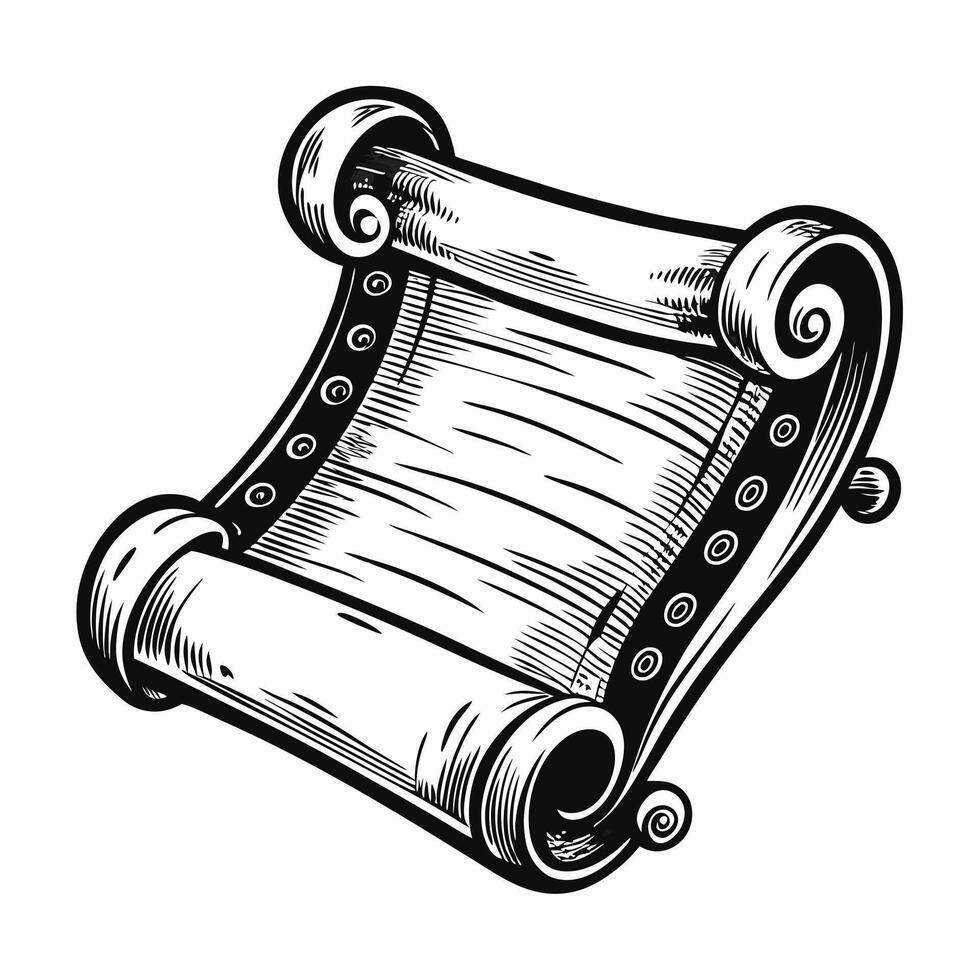 Vintage Scroll Illustration Hand Drawn Ancient Document with Ornate Details vector