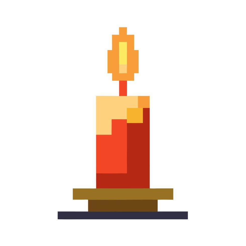 Pixel Art Candle Illustration Retro Game Style Burning Candle Graphic vector