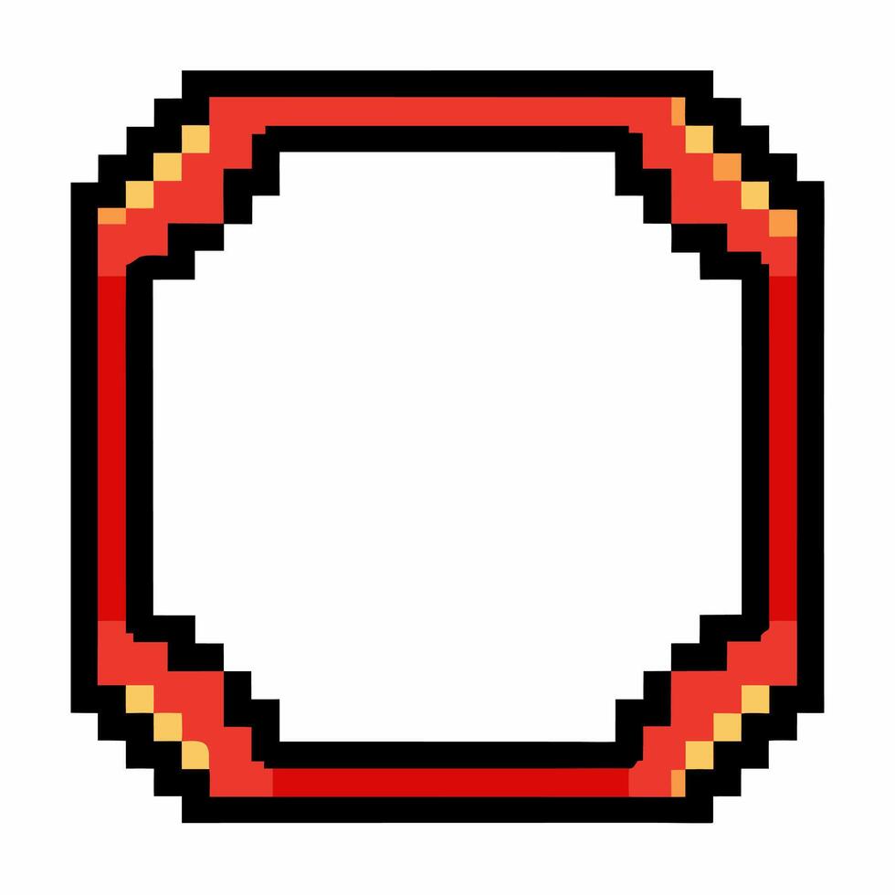 Retro Pixel Art Frame with Red and Yellow Geometric Border vector