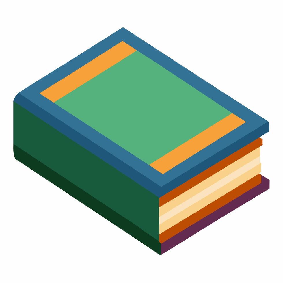 Isometric Illustration of a Closed Book with Colorful Cover and Edges vector