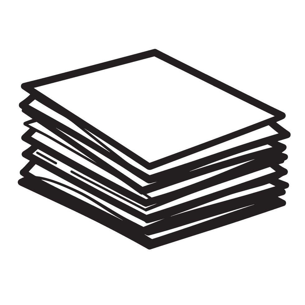 Stack of white papers in black and white isolated on a white background vector