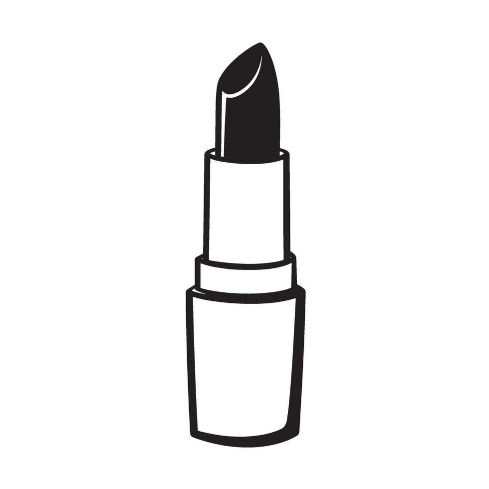 Elegant black lipstick illustration on white background for beauty cosmetics design vector