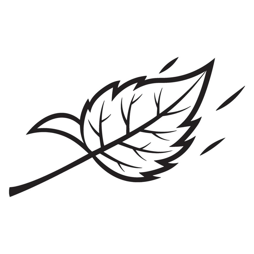 illustration of a simple leaf graphic in black and white isolated on white background vector