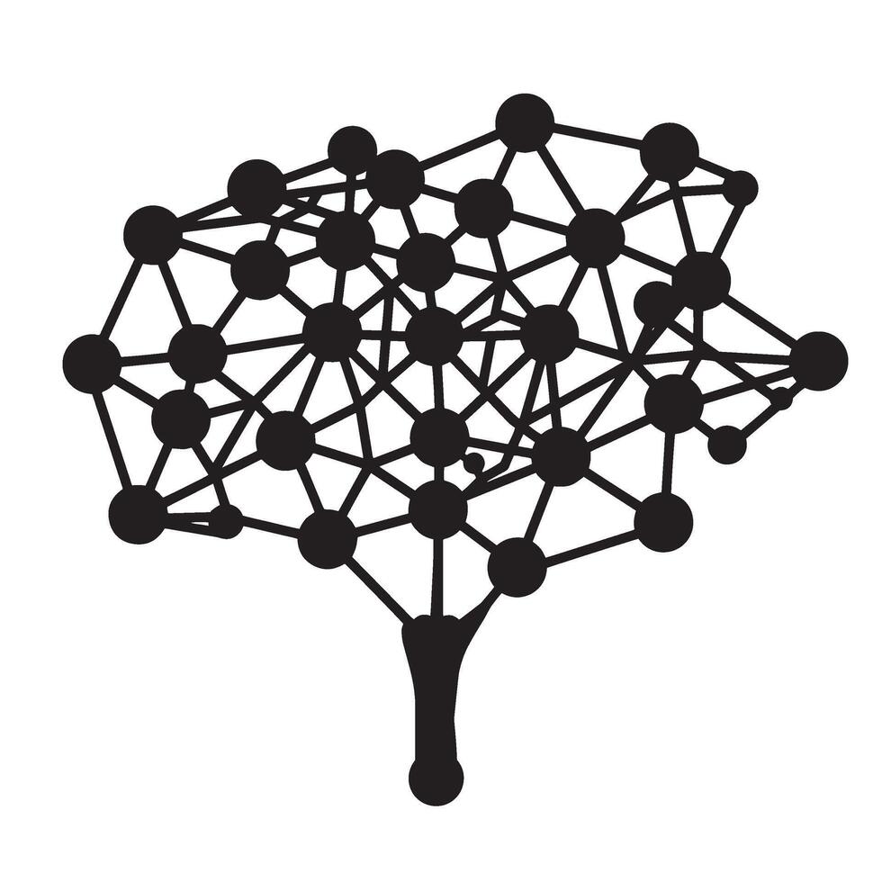 Abstract black tree representing connectivity technology networks and artificial intelligence designs vector