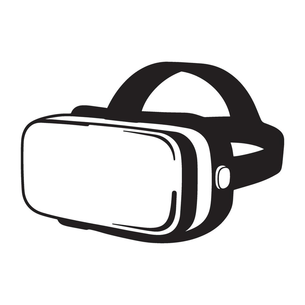 Black and white illustration of a modern virtual reality headset for futuristic concepts vector