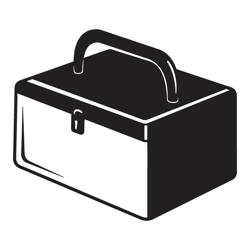 Black and white illustration of a toolbox isolated on a white background vector