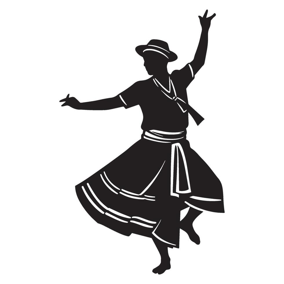 Silhouette of a traditional dancer performing in ethnic costume for a celebration event vector