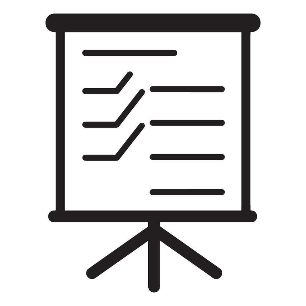 Simple illustration of a presentation board showing business charts and data vector