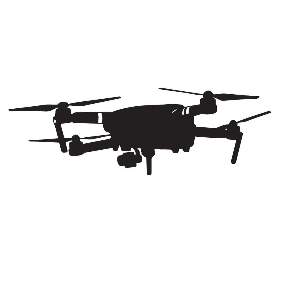 Modern drone silhouette isolated on white background illustrating technology and aerial photography vector