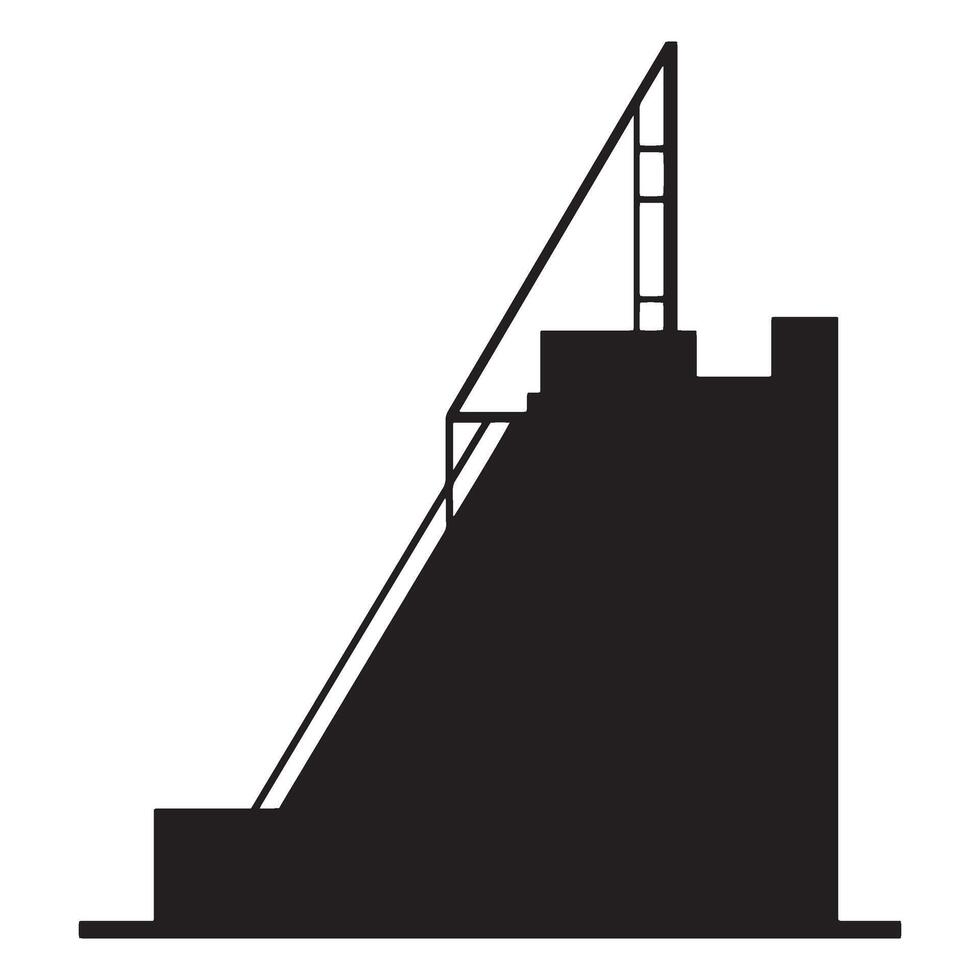 Architectural silhouette depicting a modern structure with angled support elements and elevated design vector