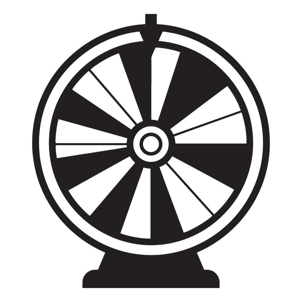 A simple illustration of a prize wheel in black and white with clear segments vector