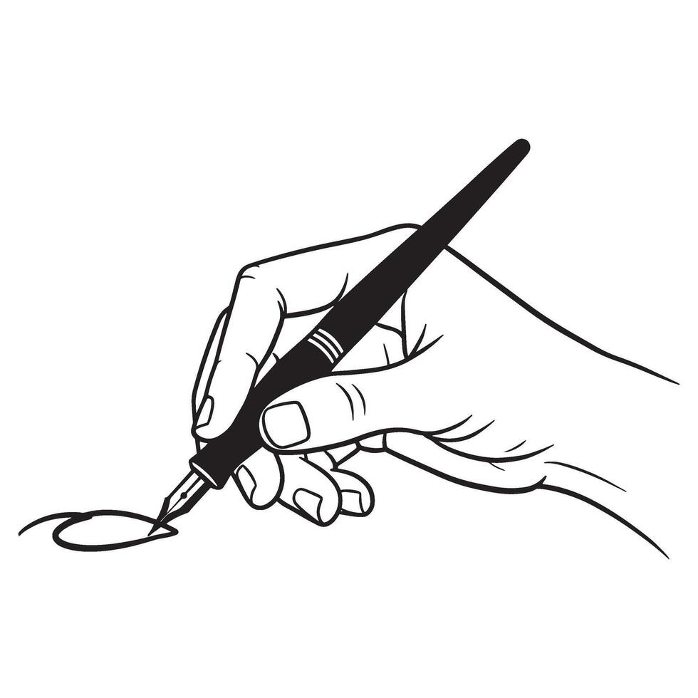 Hand using fountain pen illustration isolated on a white background suitable for design vector