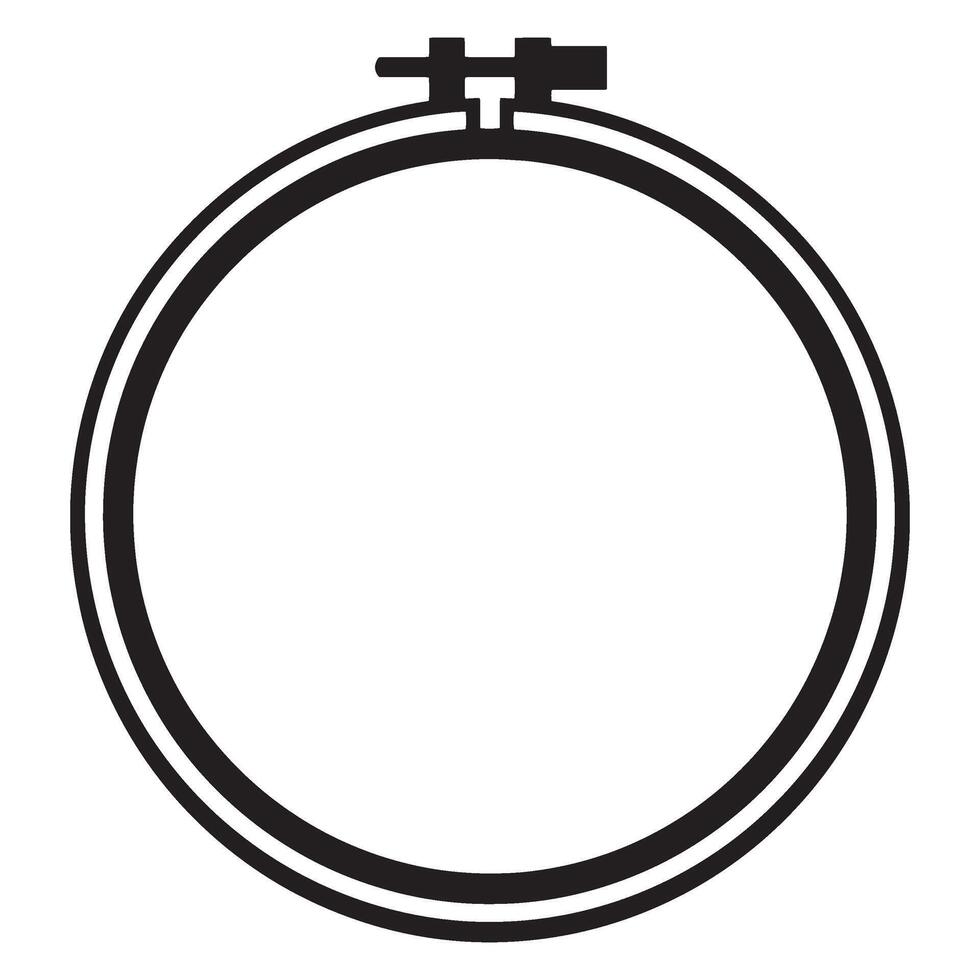 Black and white illustration of an embroidery hoop isolated on a white background vector