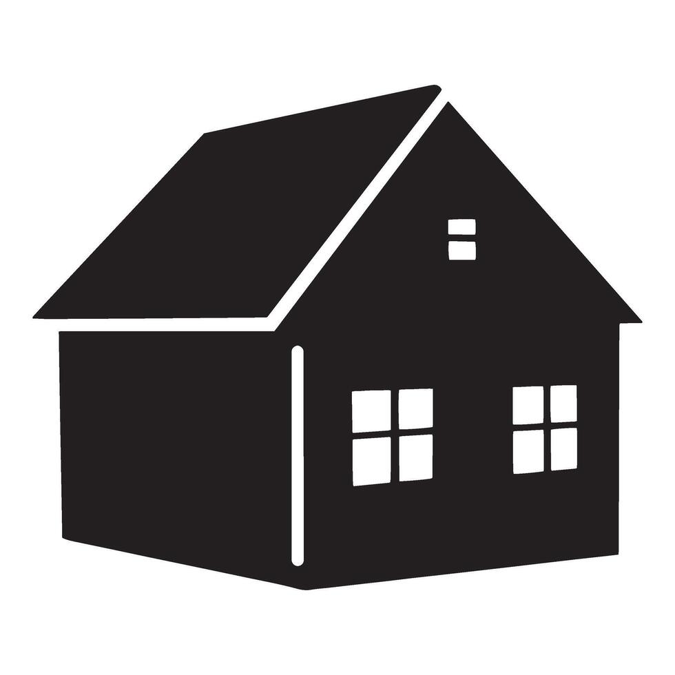 Minimalist black and white illustration of a simple house architectural silhouette design vector