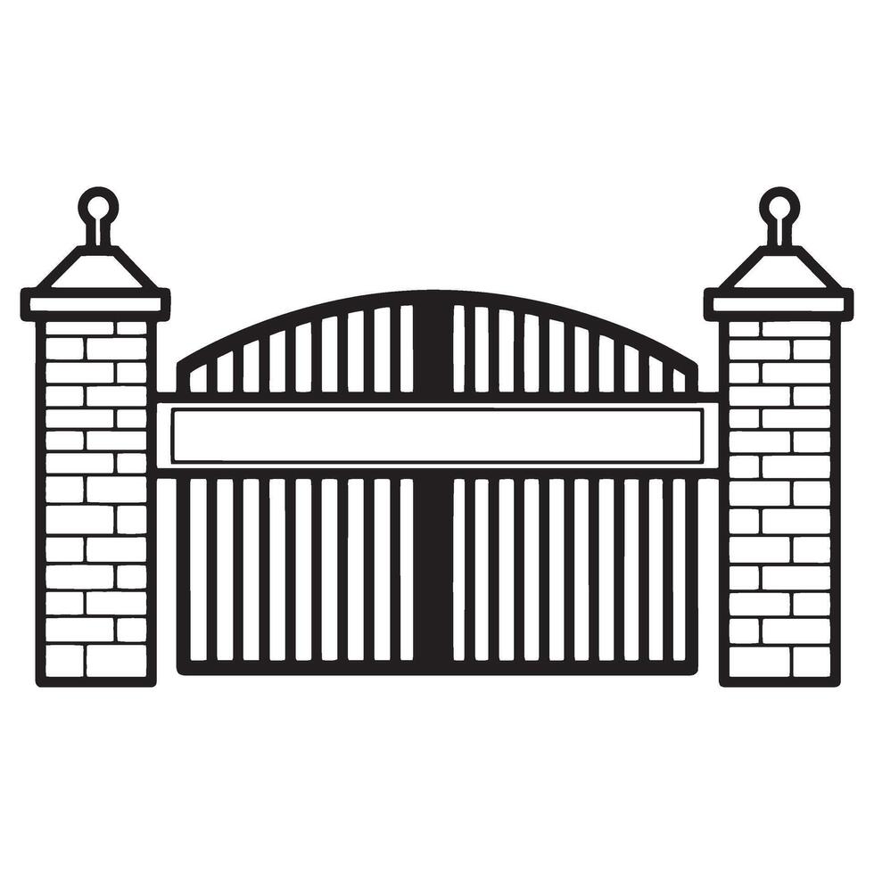Elegant illustration depicting a detailed brick entrance gate with decorative elements vector