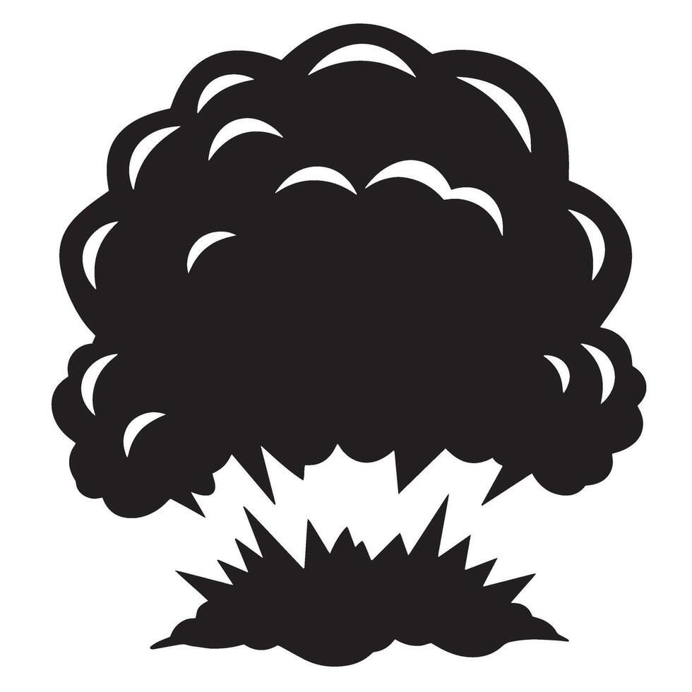 Black and white illustration of an explosion isolated on white background vector