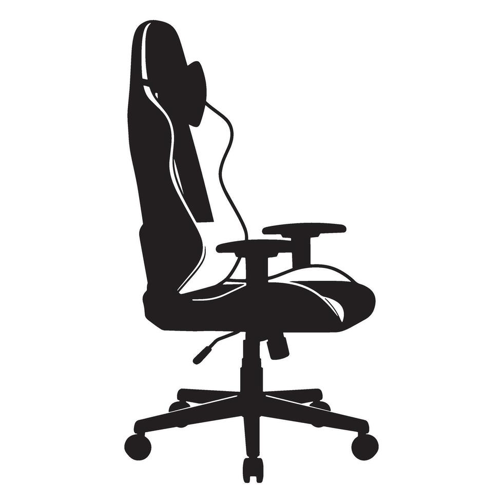 illustration of a modern ergonomic gaming chair in black and white isolated vector