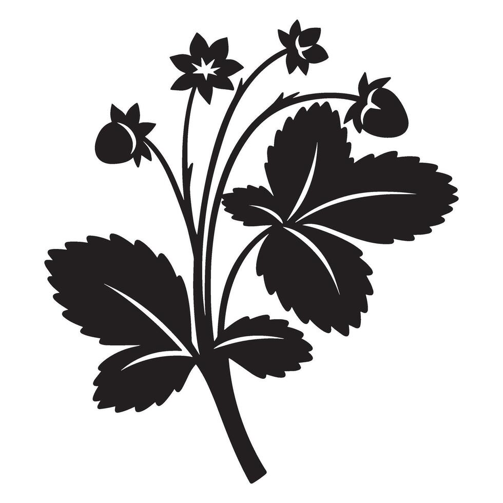 Elegant black and white strawberry plant illustrative design for various creative projects vector