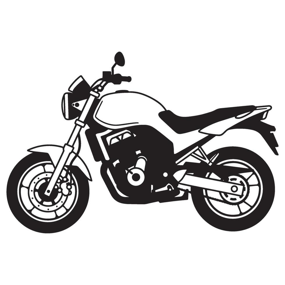 Monochrome illustration of a motorcycle ideal for transportation and automotive designs vector