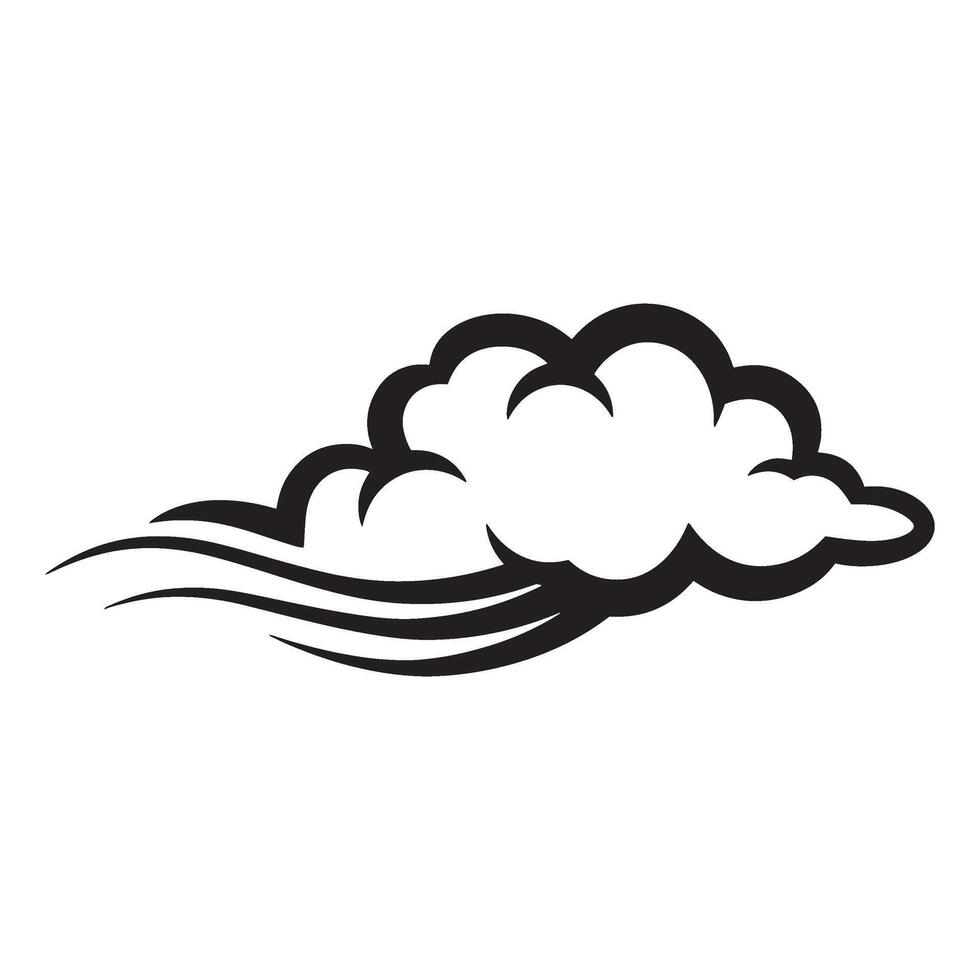 Stylized black and white cloud and wind silhouette for graphic design and weather concepts vector