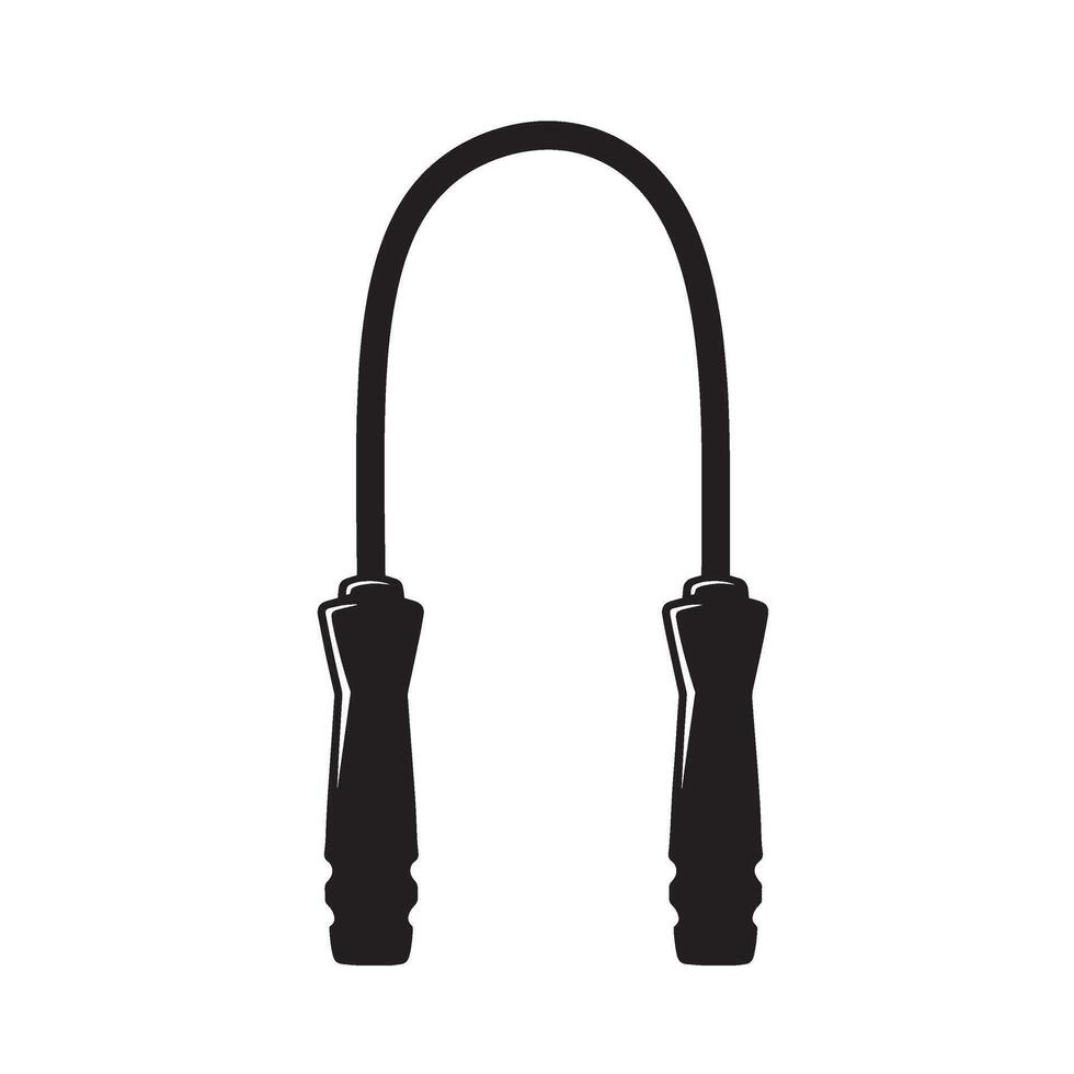 Simple black and white illustration of a classic jump rope for fitness and exercise vector