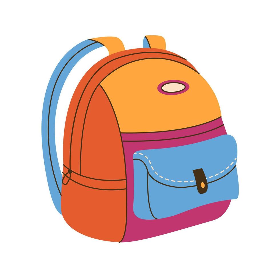School objects,office supplies and accessories isolated on white. school bag vector