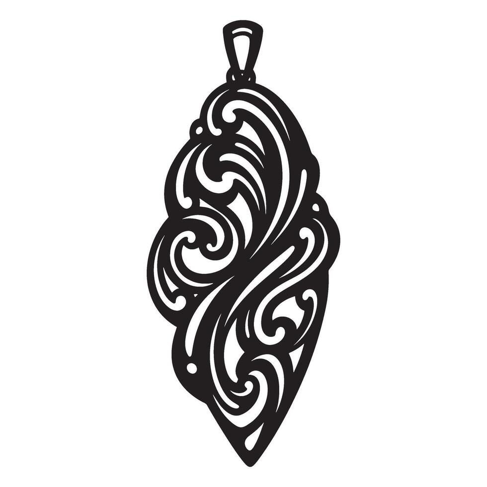 Elegant black pendant featuring ornate swirls and floral designs isolated on white background vector