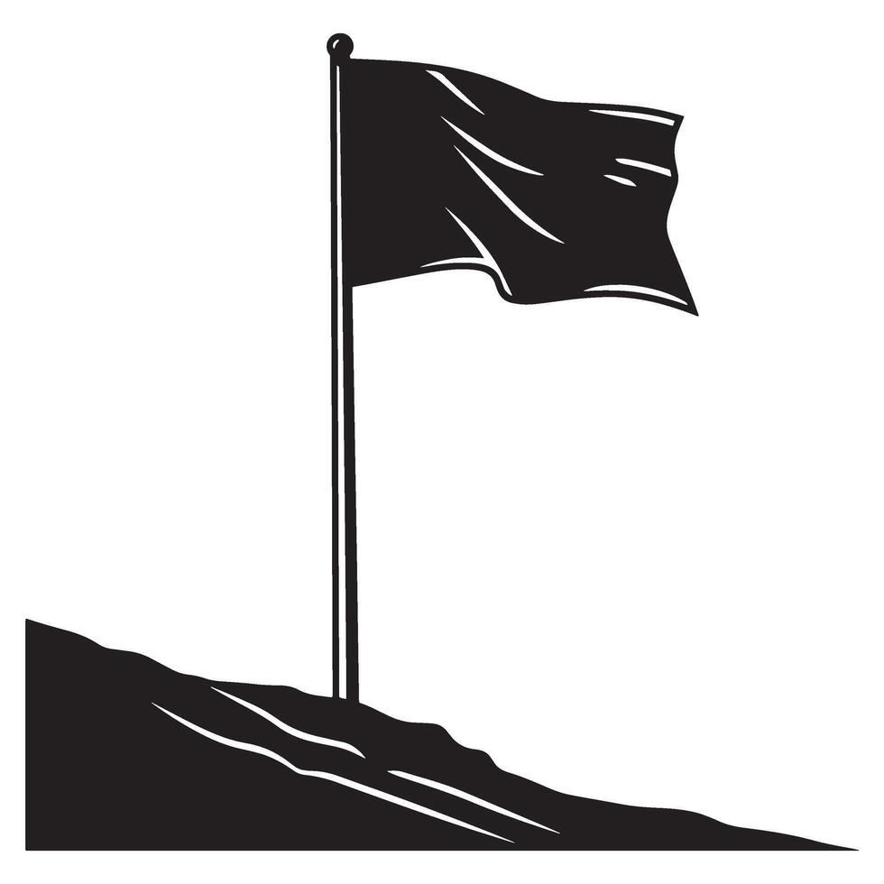 Silhouette of a black flag on a hilltop with a style for conceptual design vector