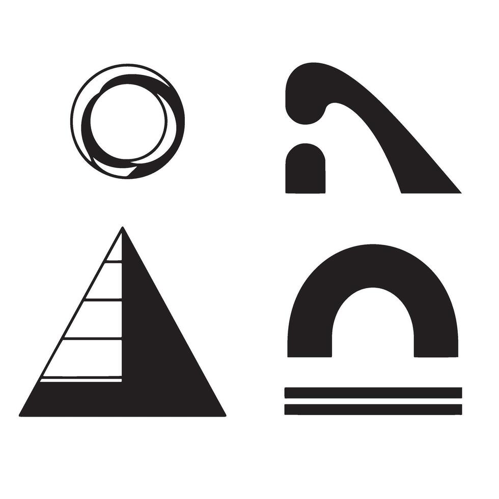 Abstract geometric shapes in bold black on white background for minimalist design vector