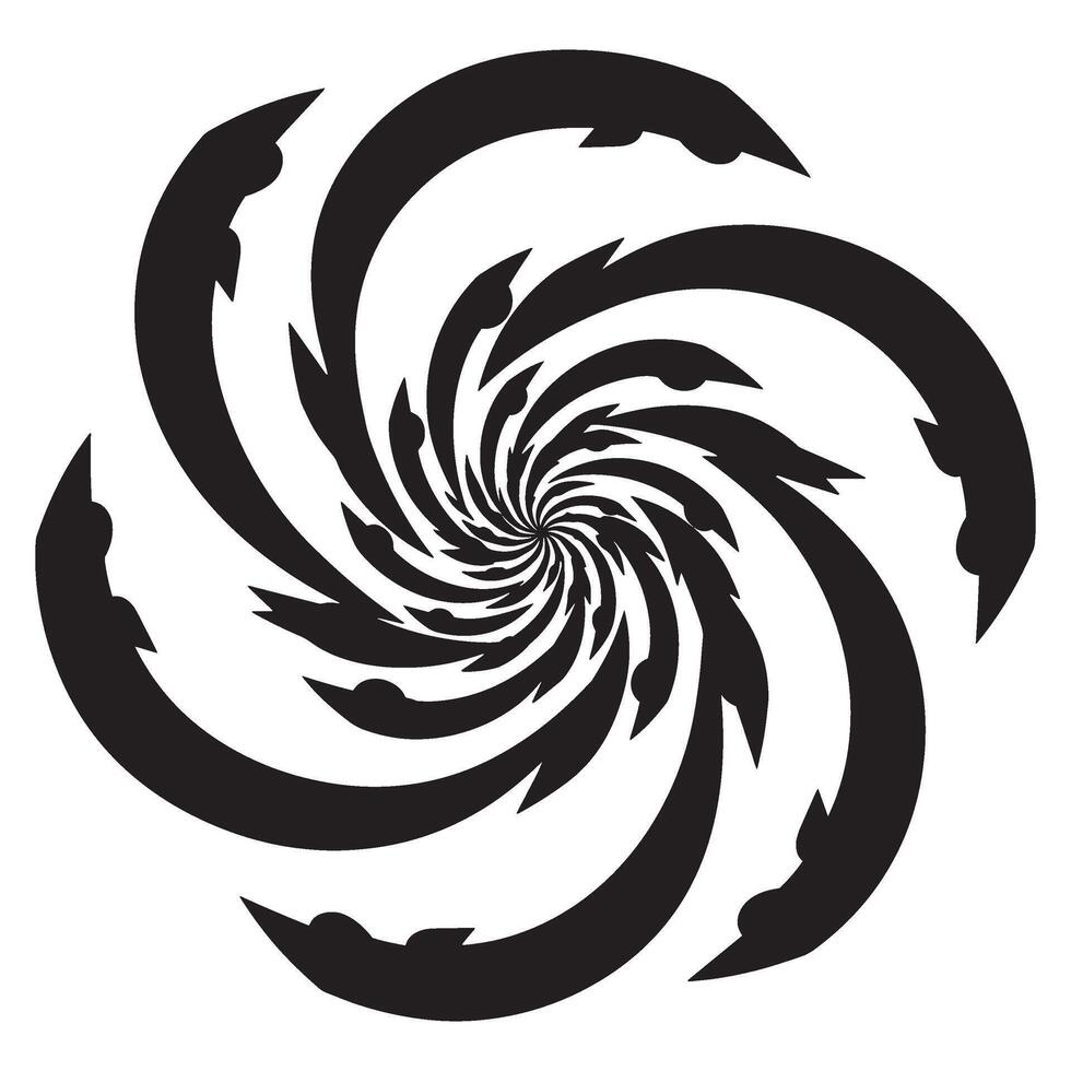 Abstract black and white swirl pattern with spiral shape and repeating curved lines design vector