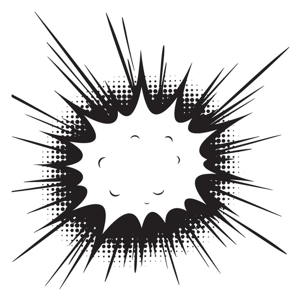 Dynamic comic book style explosion burst graphic design in black and white for visual effects vector