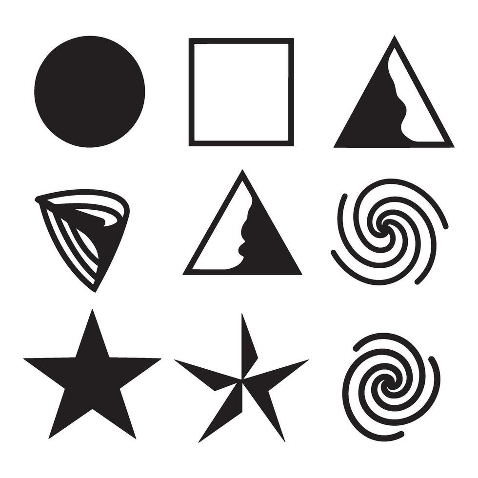 Geometric shapes in black and white collection of simple illustrations for design vector