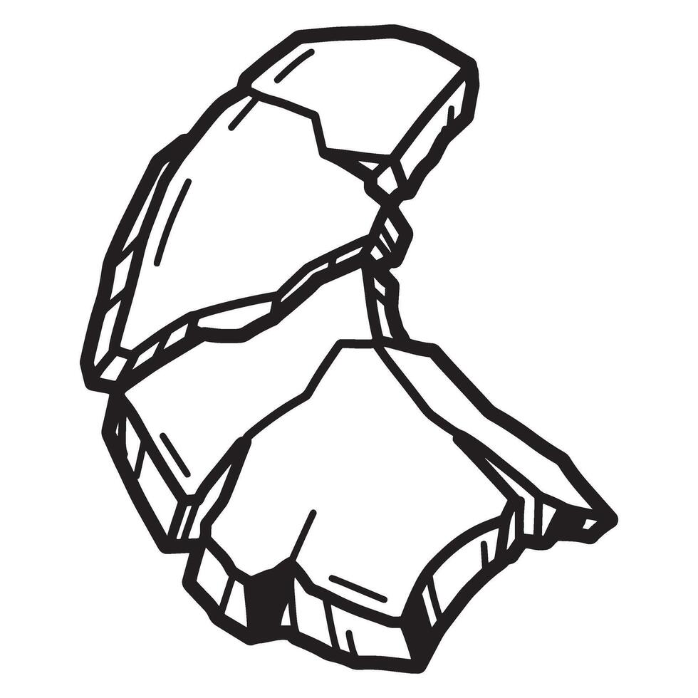 Abstract black and white illustration depicting shattered geometric pieces with bold outlines vector