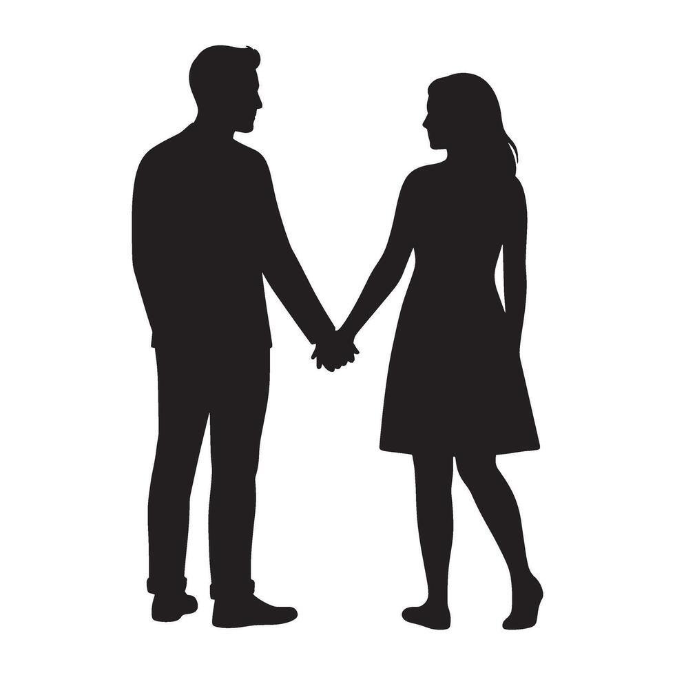 Silhouette of a couple holding hands symbolizing love romance and partnership together vector