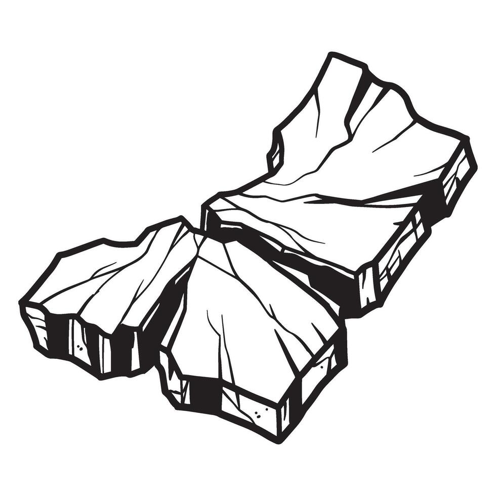 illustration of three stylized icebergs isolated on a white background creating a unique pattern. vector