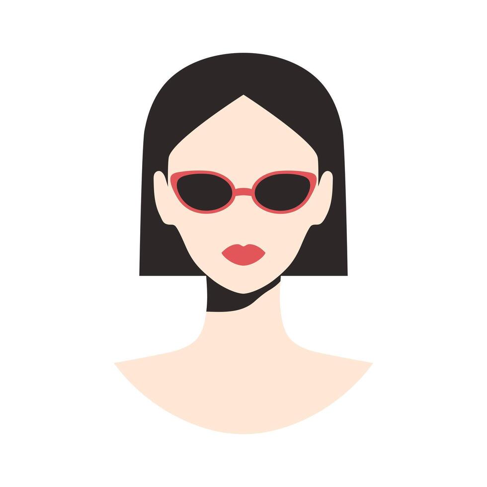 Woman in sunglasses abstract minimalist portrait isolated on white background vector