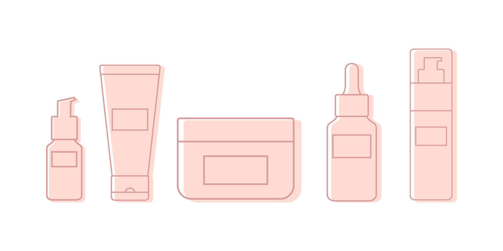 Abstract cosmetic tubes outline icons. Abstract tubes for beauty and skin care vector